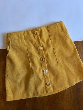 Mustard-Yellow Button-Front Corduroy Skirt | Girl Size 100 (3-4 Years)